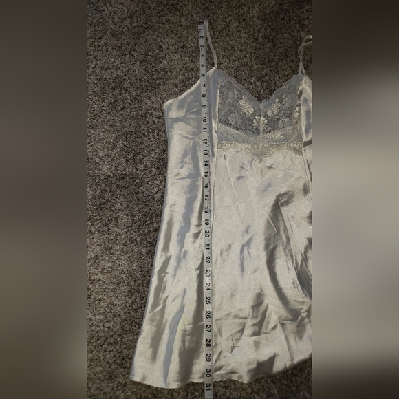 Victoria's Secret| Vintage White Lace Silky Slip Dress with Side Slit - Picture 4 of 5
